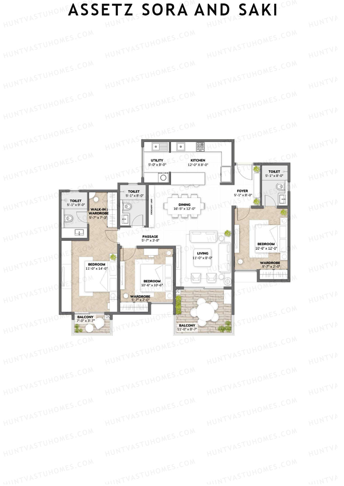 Assetz Sora and Saki Tower A1 Unit 7 (Type 1) Floor Plan