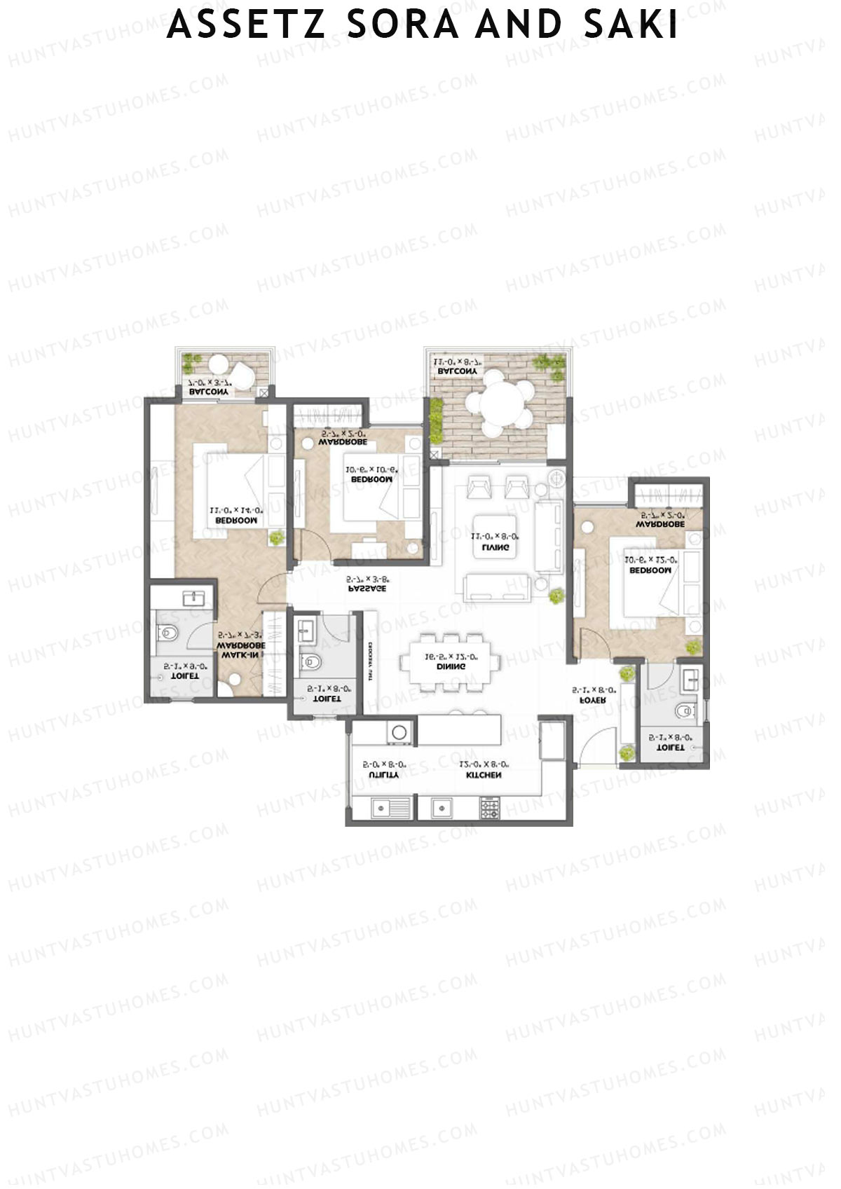 Assetz Sora and Saki Tower A1 Unit 8 (Type 1) Floor Plan