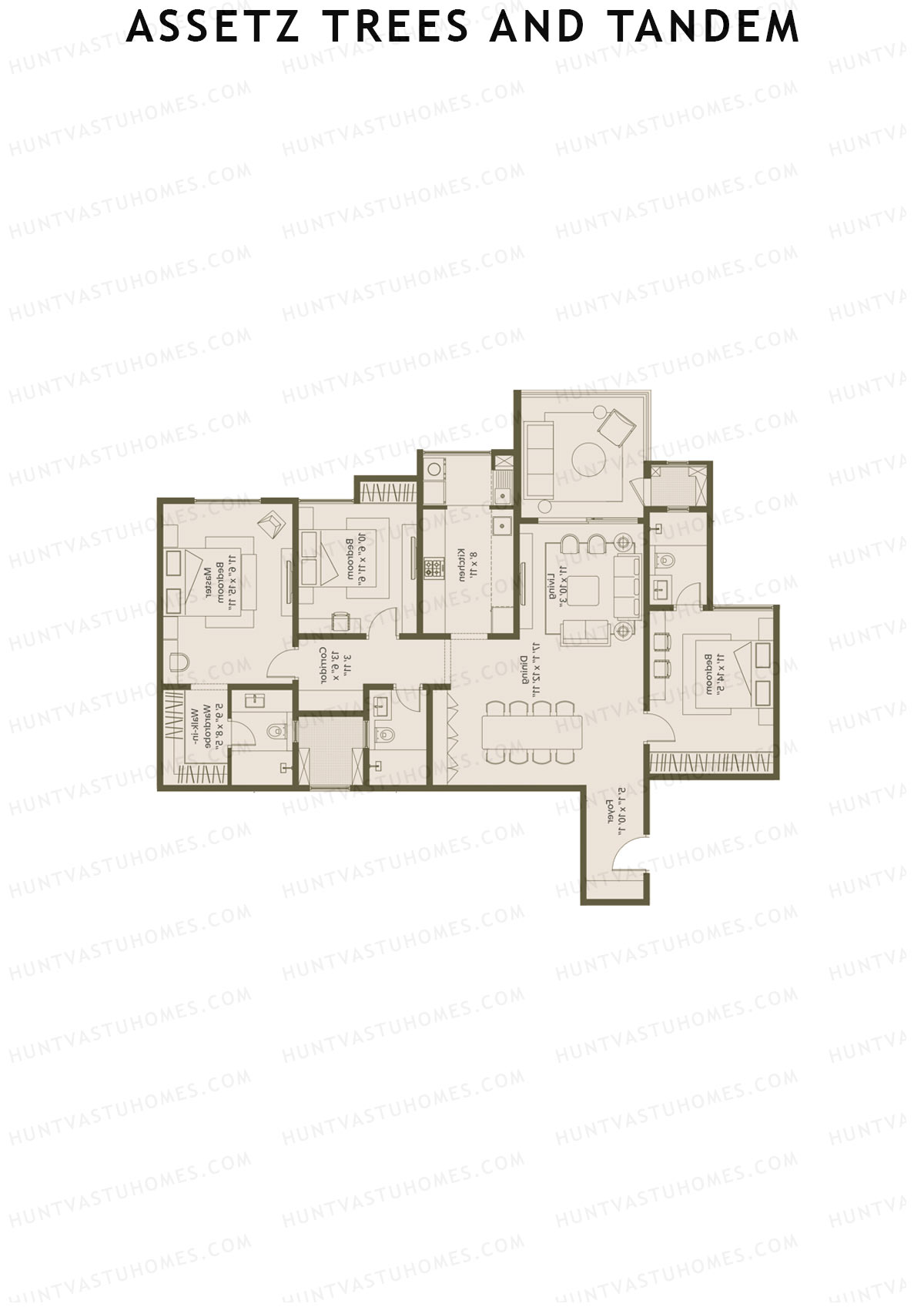 Assetz Trees and Tandem Tower 1 Unit 3 (Type B) Floor Plan