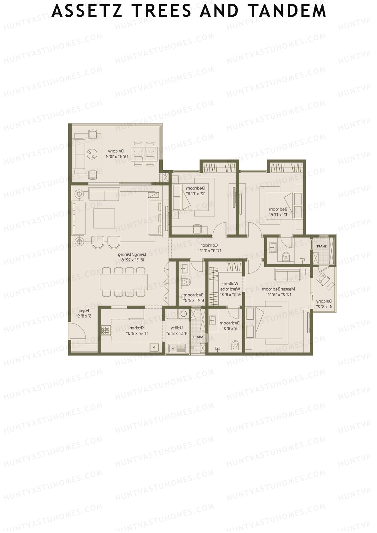 Assetz Trees and Tandem Tower 1 Unit 4 (Type A) Floor Plan
