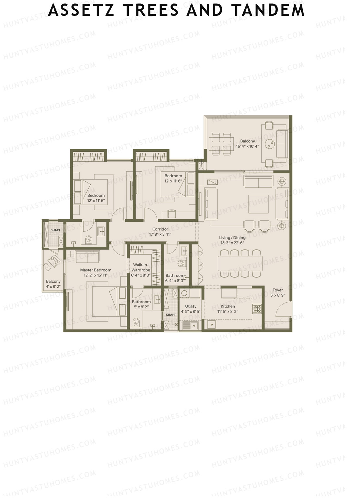 Assetz Trees and Tandem Tower 2 Unit 1 (Type A) Floor Plan