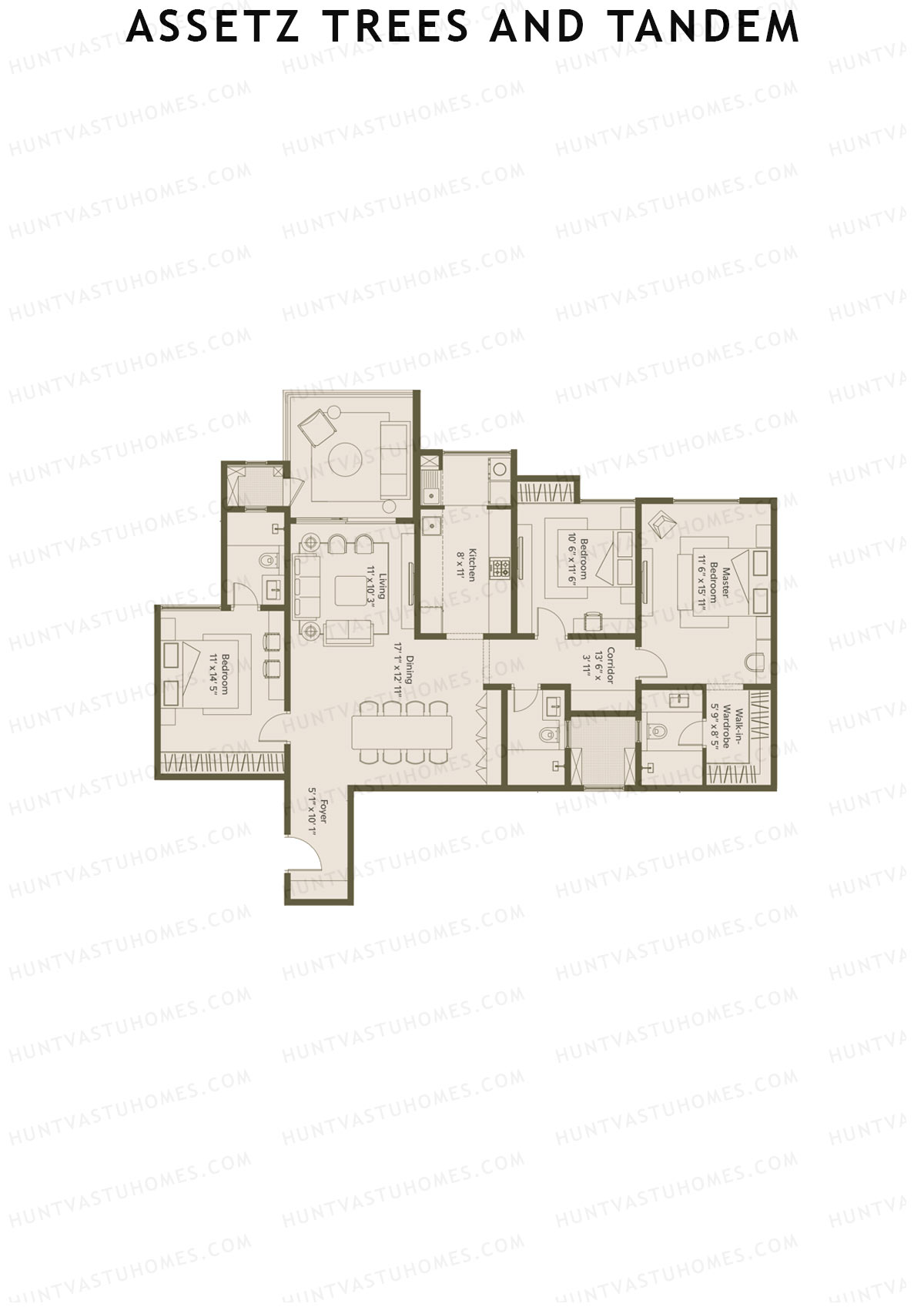 Assetz Trees and Tandem Tower 2 Unit 2 (Type B) Floor Plan