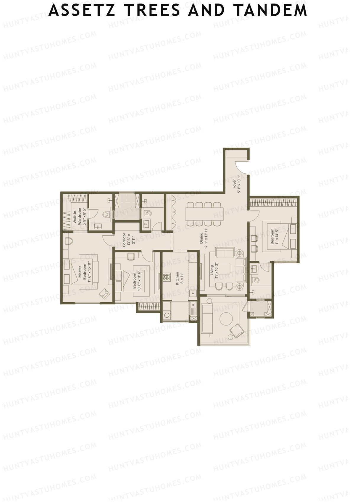 Assetz Trees and Tandem Tower 2 Unit 6 (Type B) Floor Plan