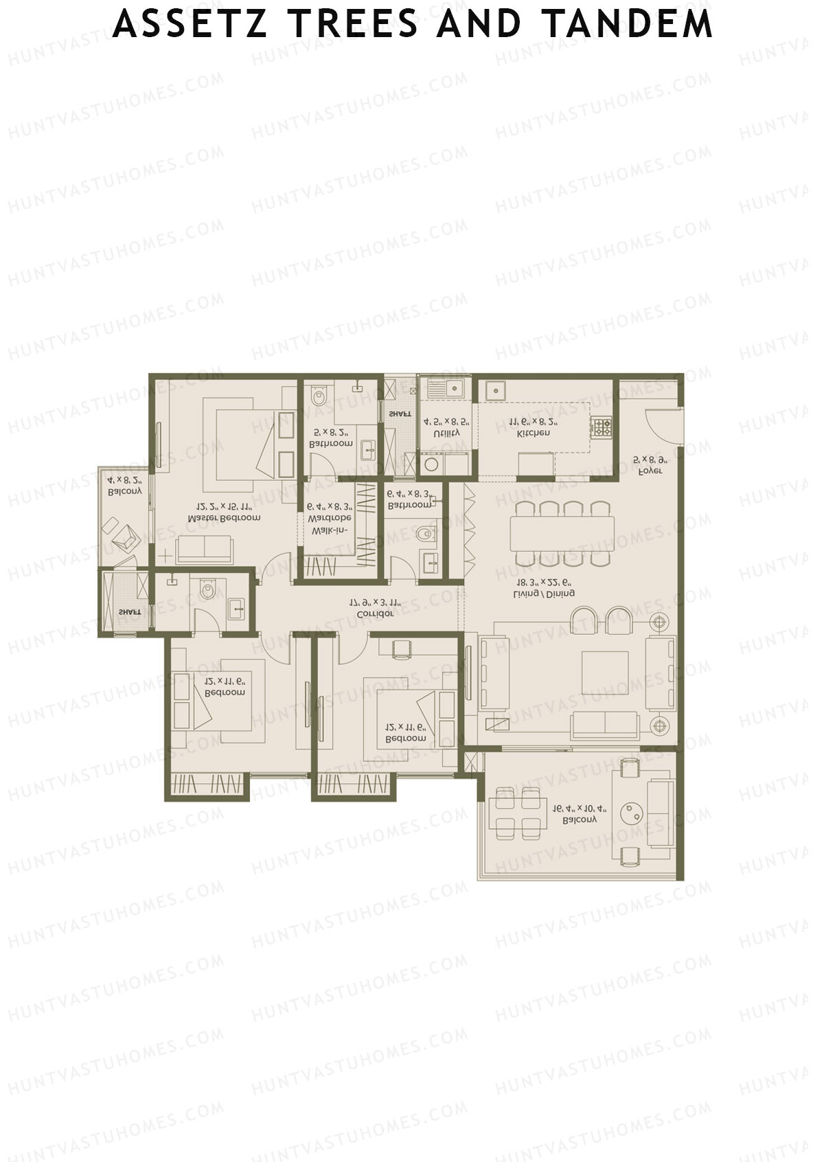 Assetz Trees and Tandem Tower 2 Unit 8 (Type A) Floor Plan