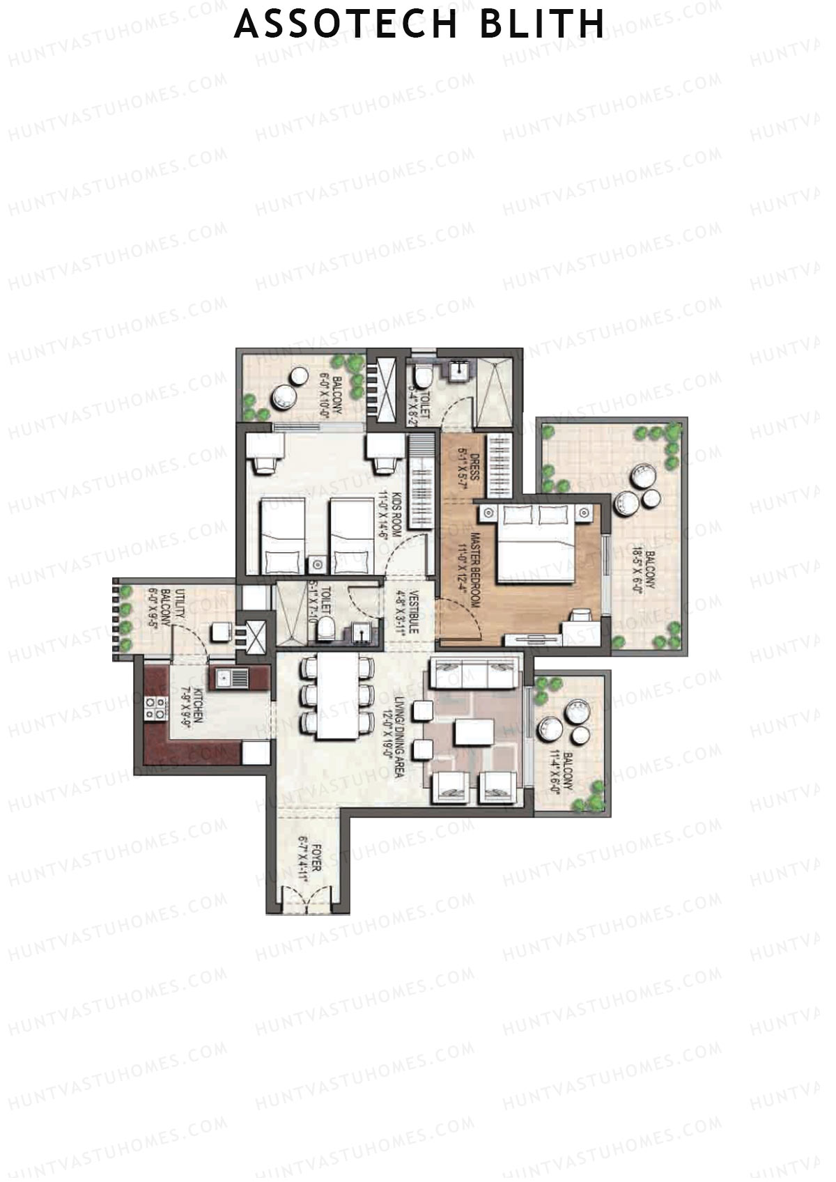 Assotech Blith Tower C Unit 2 Floor Plan