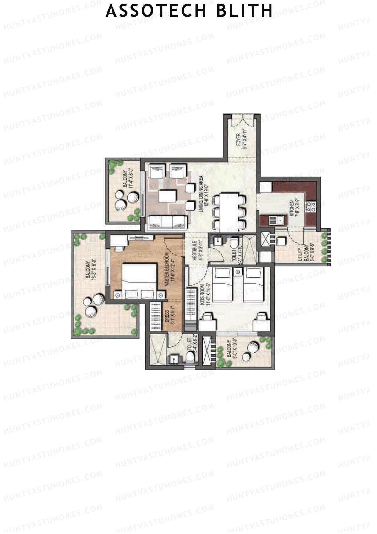 Assotech Blith Tower C Unit 4 Floor Plan