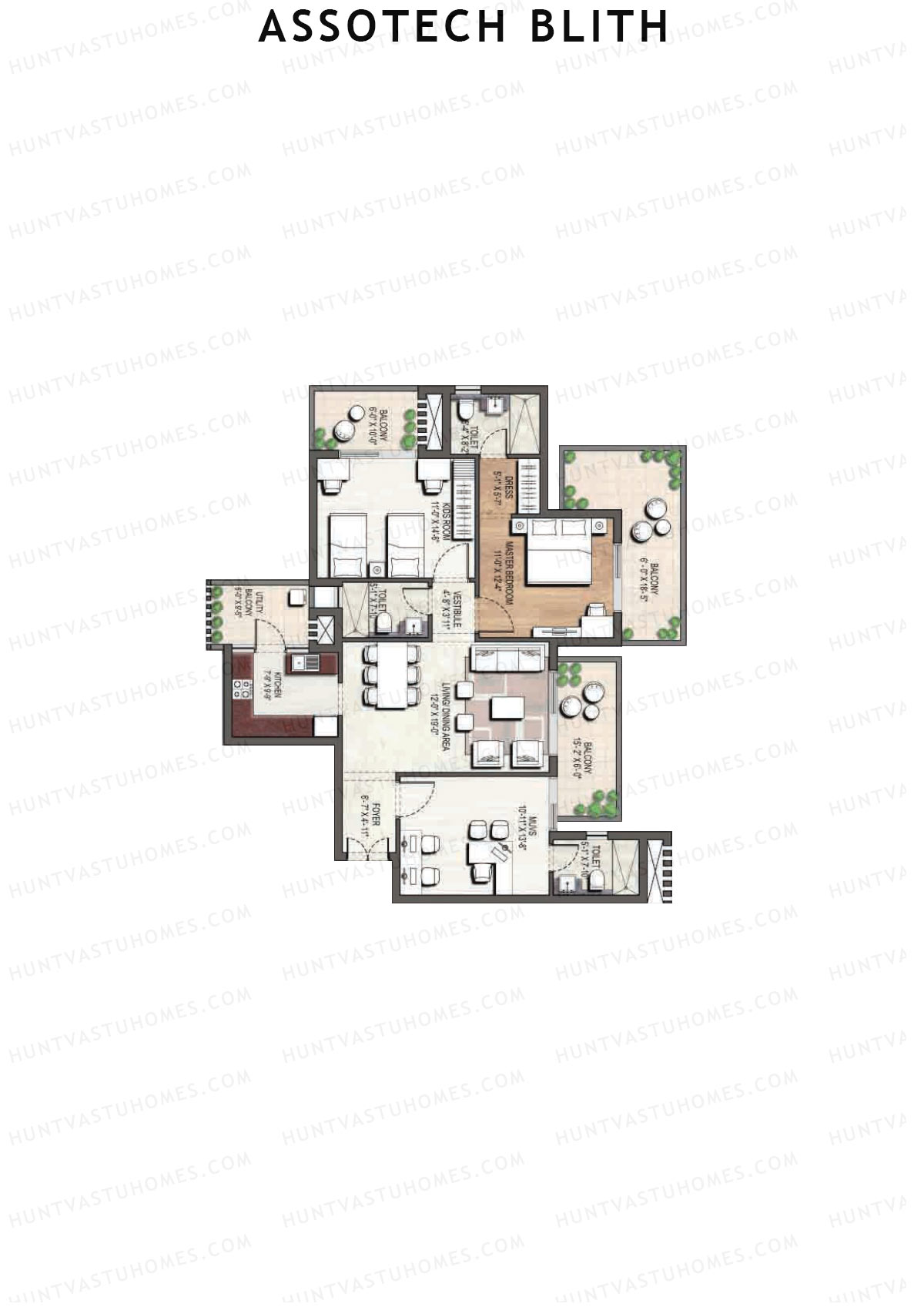 Assotech Blith Tower F Unit 2 Floor Plan