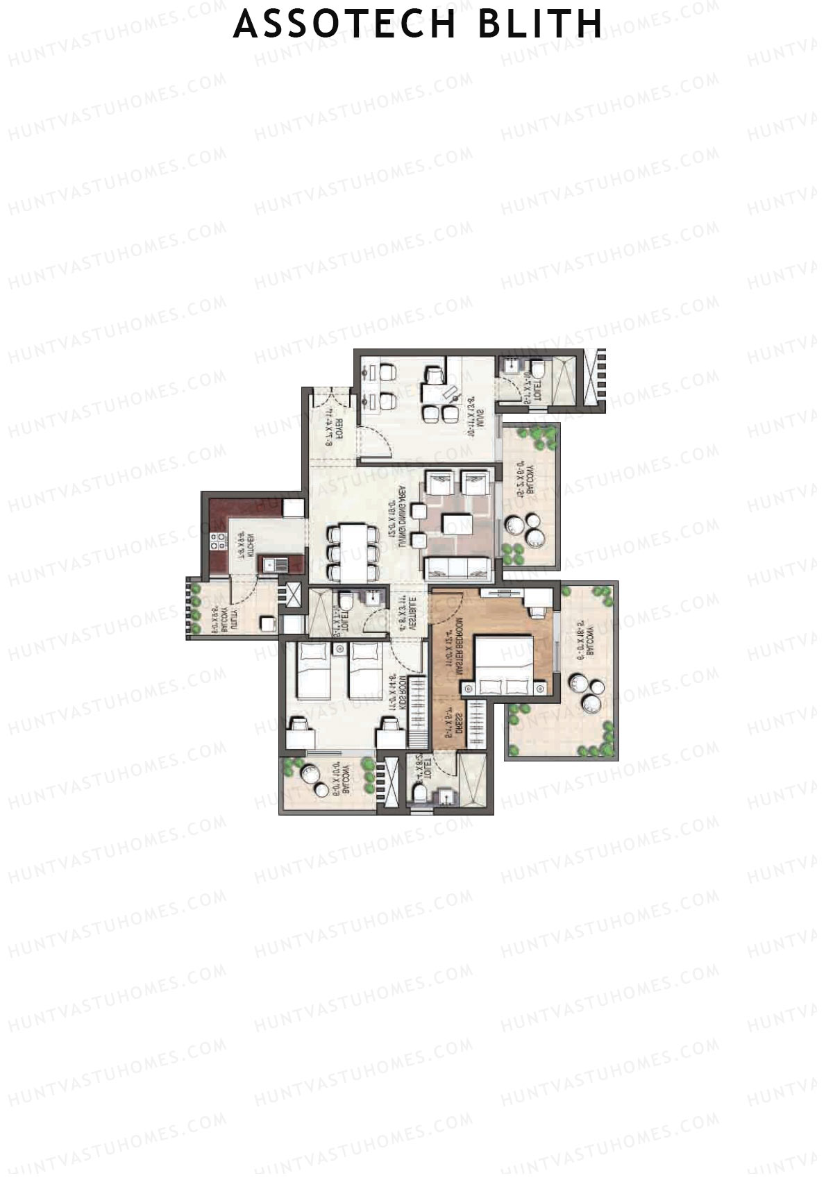 Assotech Blith Tower F Unit 3 Floor Plan
