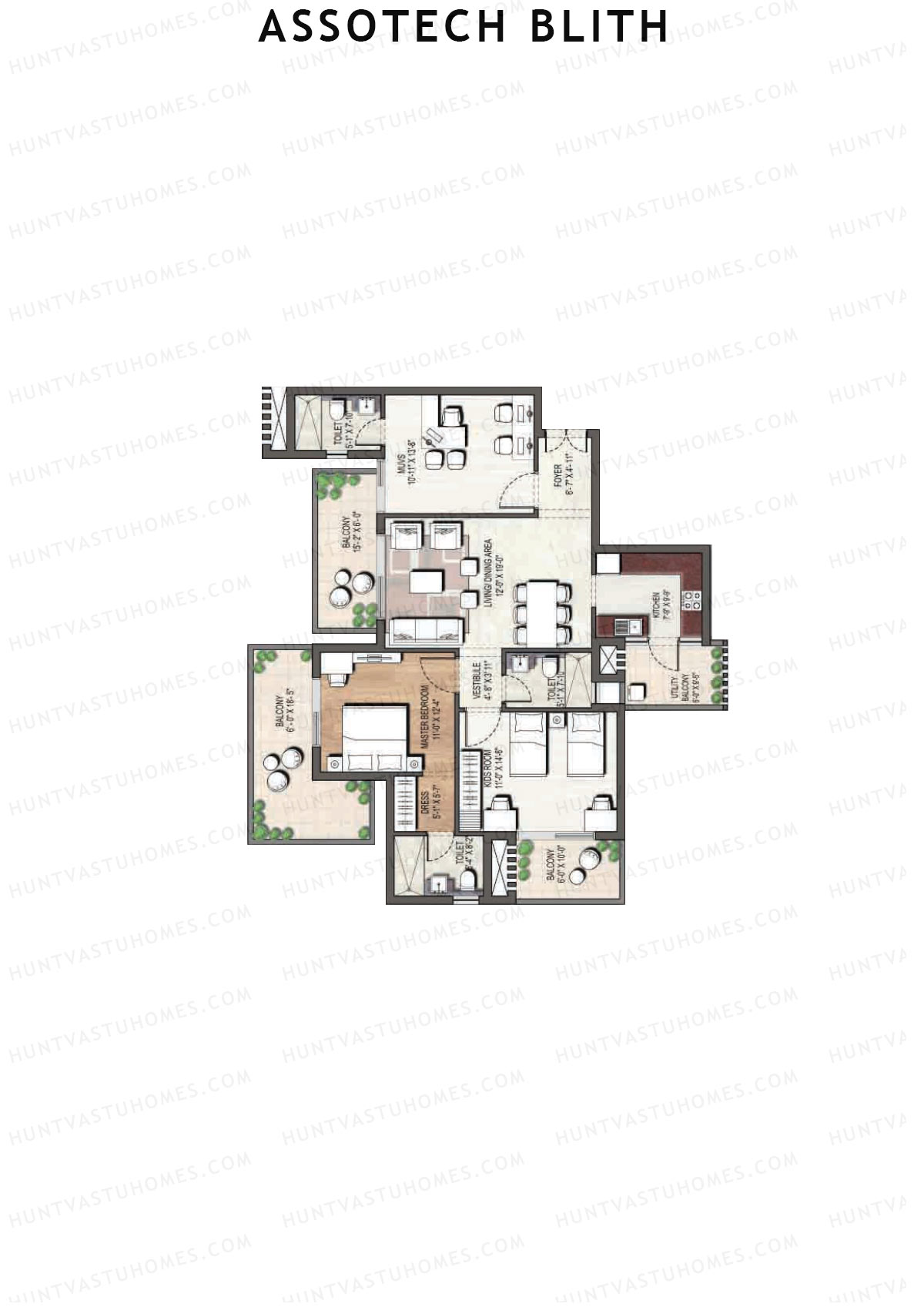 Assotech Blith Tower F Unit 4 Floor Plan