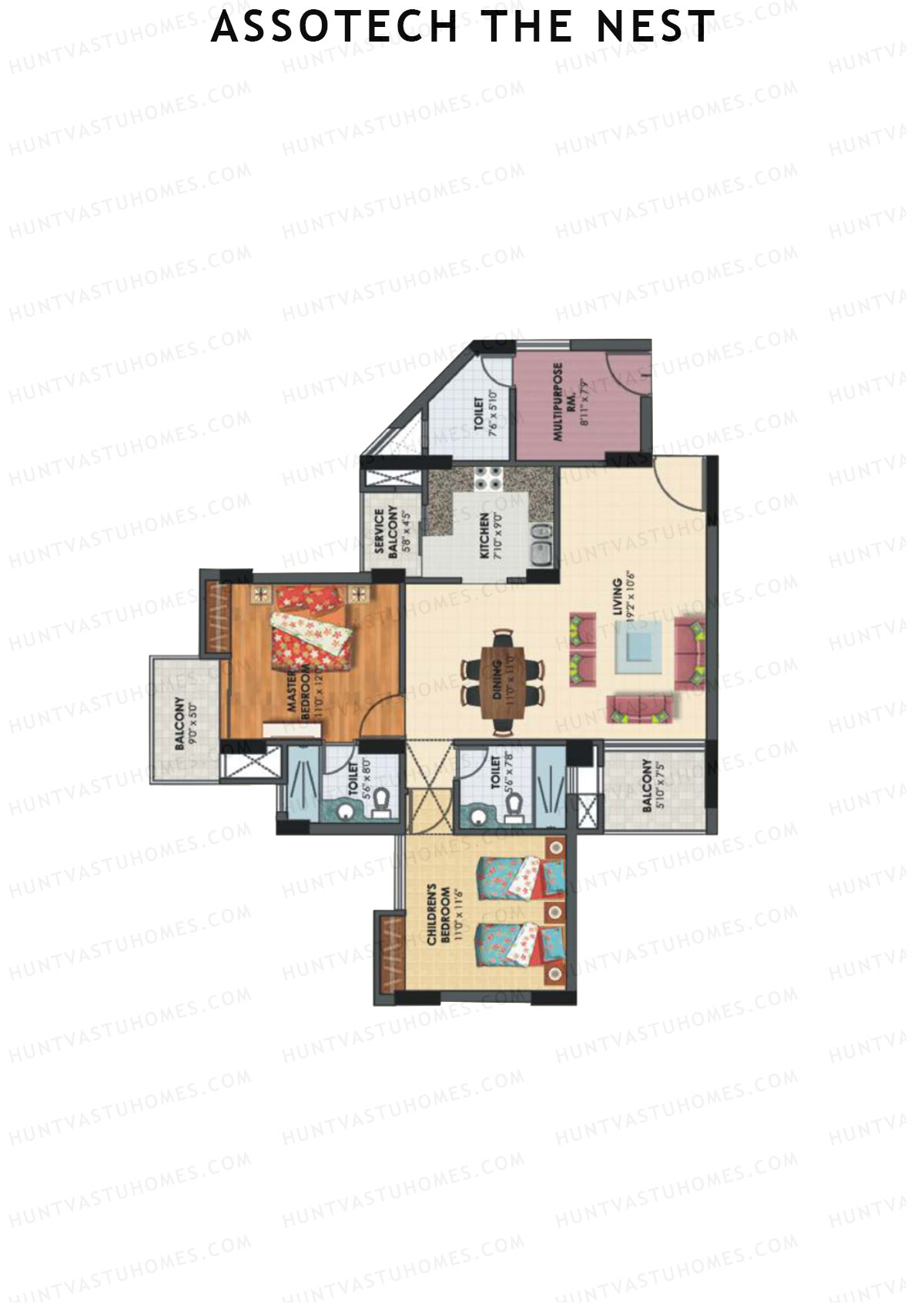 Assotech The Nest Tower F Unit 2 Floor Plan