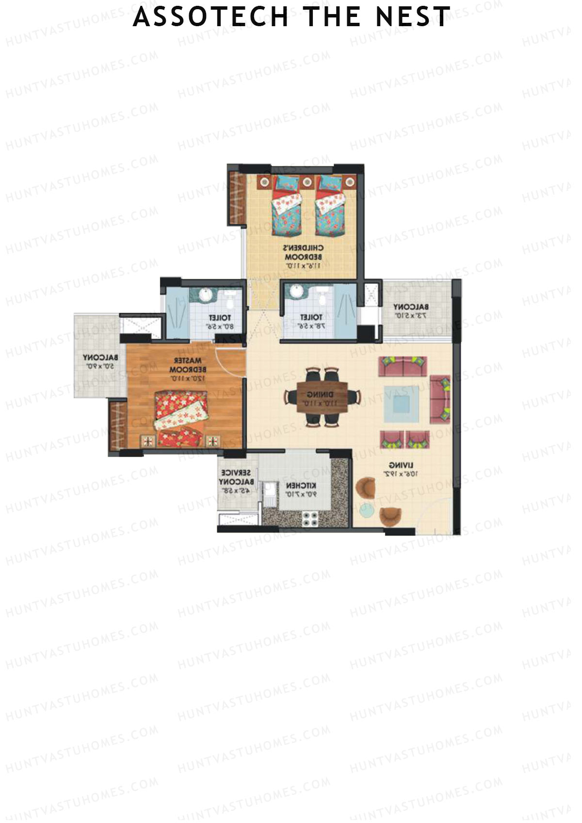 Assotech The Nest Tower F Unit 3 Floor Plan