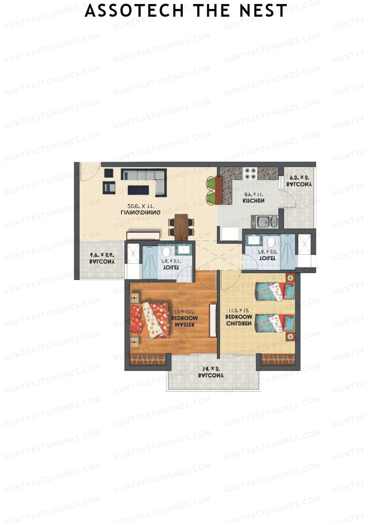 Assotech The Nest Tower G Unit 2 Floor Plan