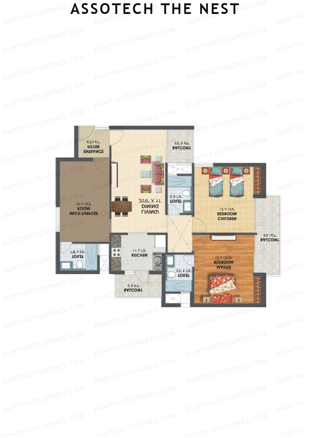 Assotech The Nest Tower G Unit 3 Floor Plan