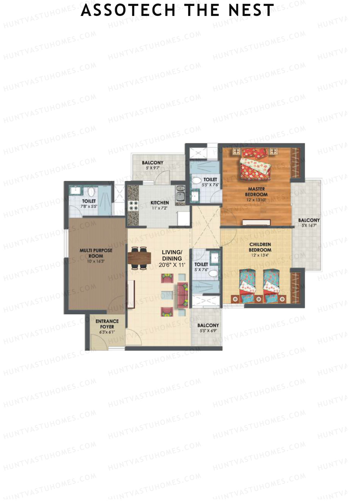 Assotech The Nest Tower G Unit 4 Floor Plan