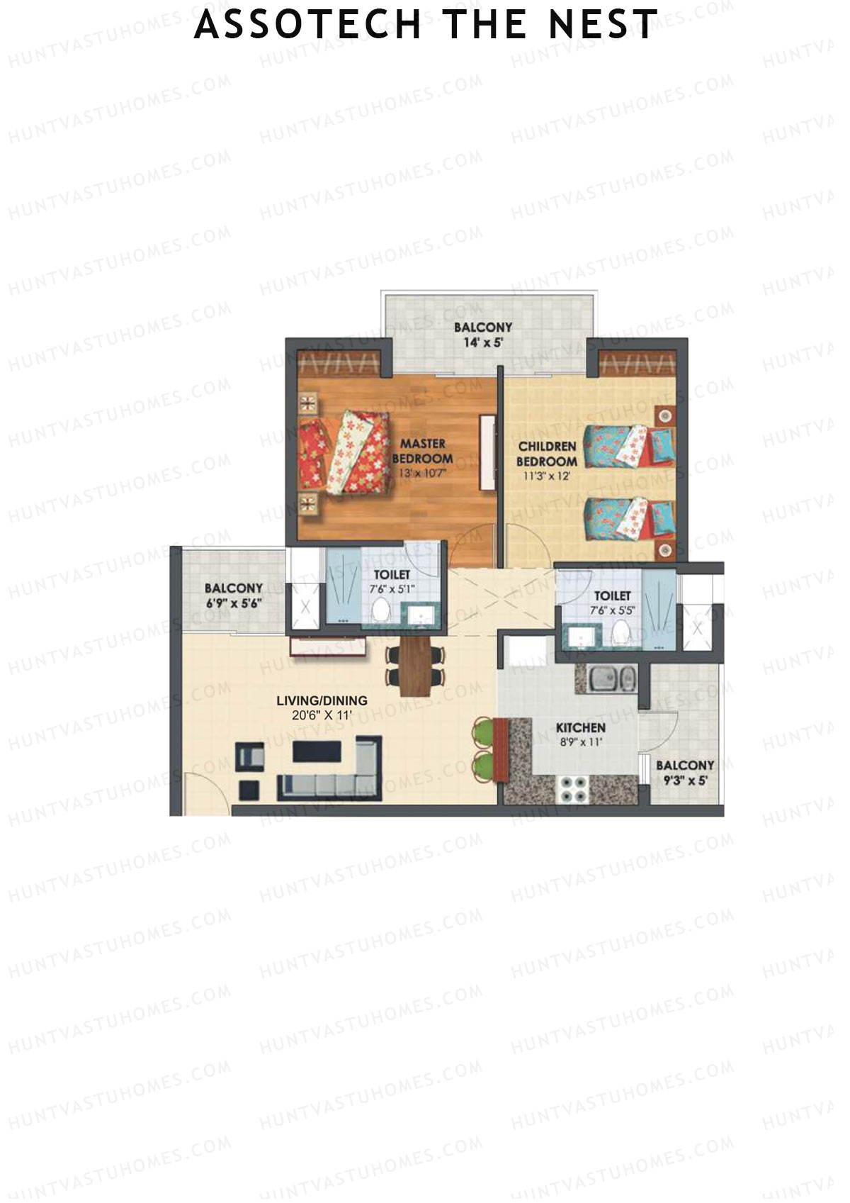 Assotech The Nest Tower G Unit 5 Floor Plan