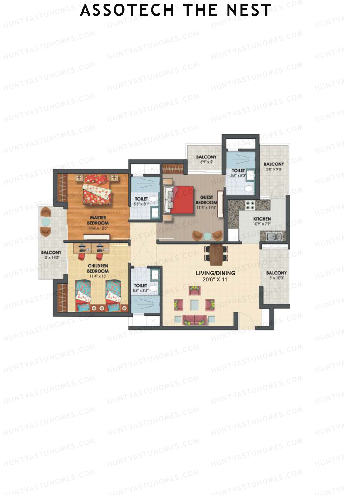 Assotech The Nest Tower G Unit 6 Floor Plan