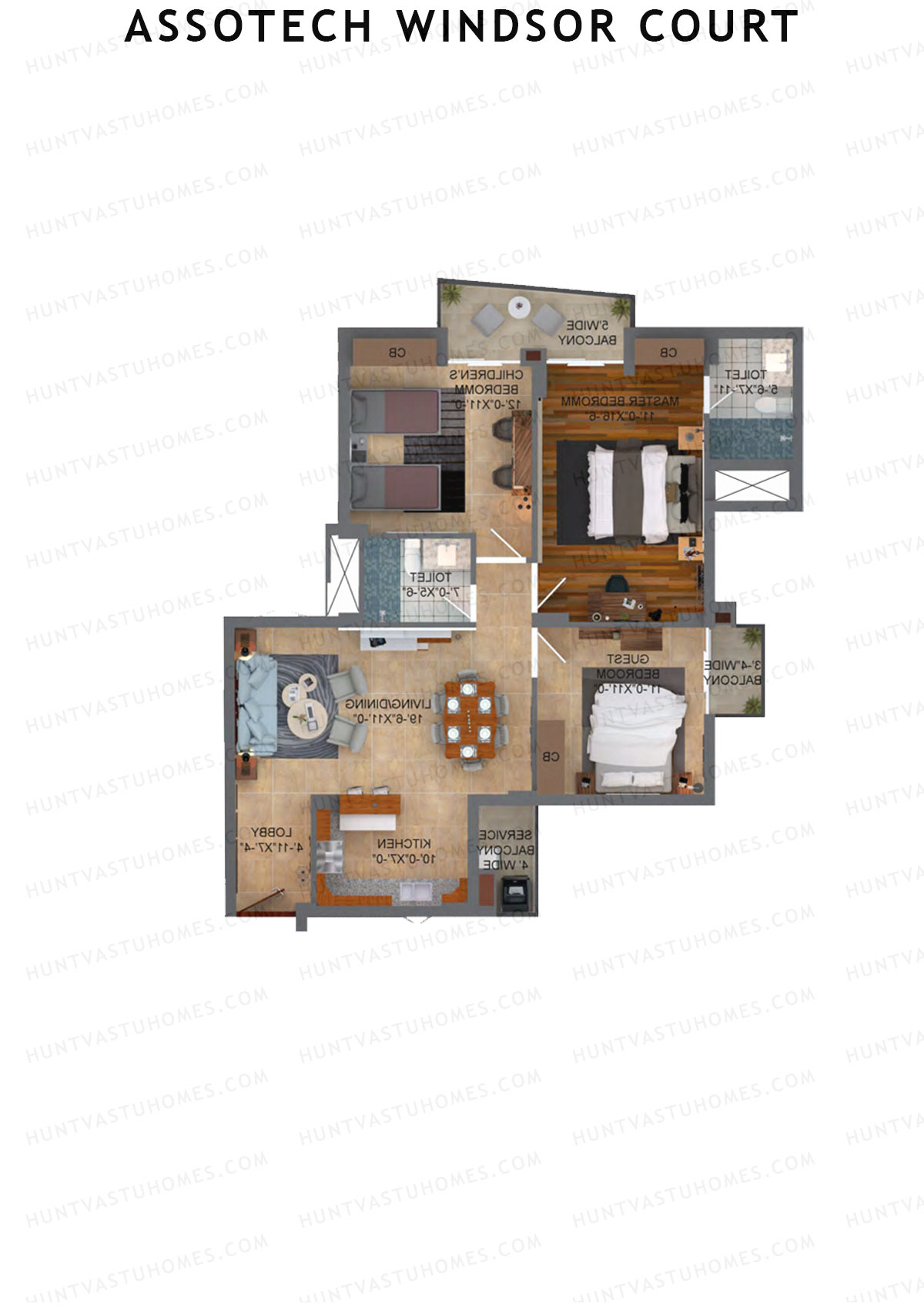 Assotech Windsor Court Tower E Unit 1 Floor Plan