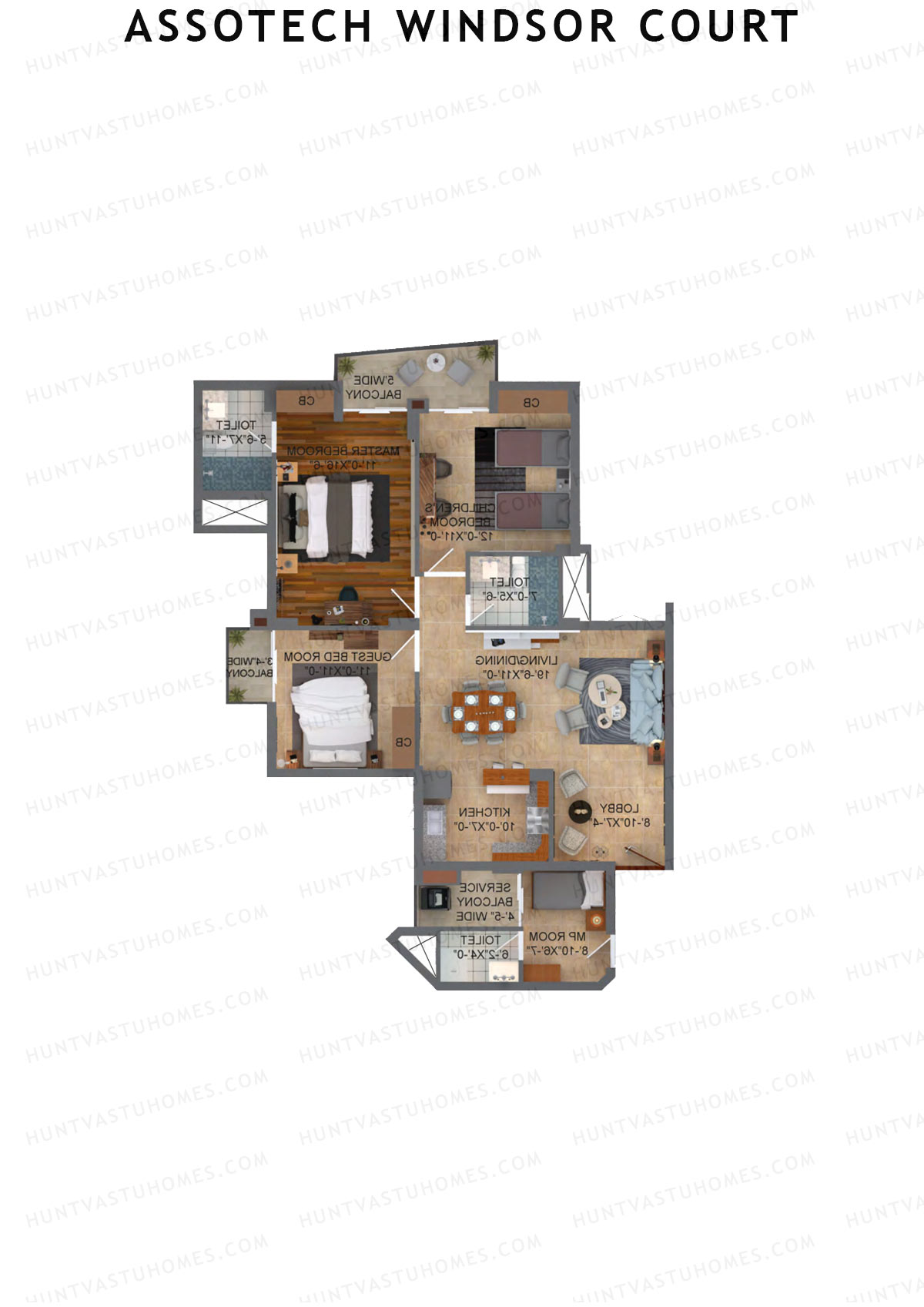 Assotech Windsor Court Tower E Unit 2 Floor Plan