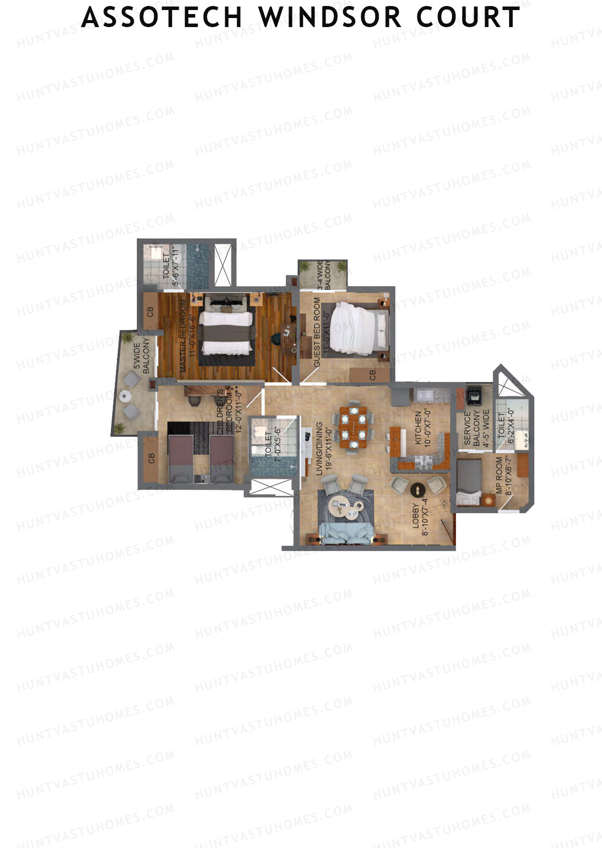 Assotech Windsor Court Tower E Unit 3 Floor Plan