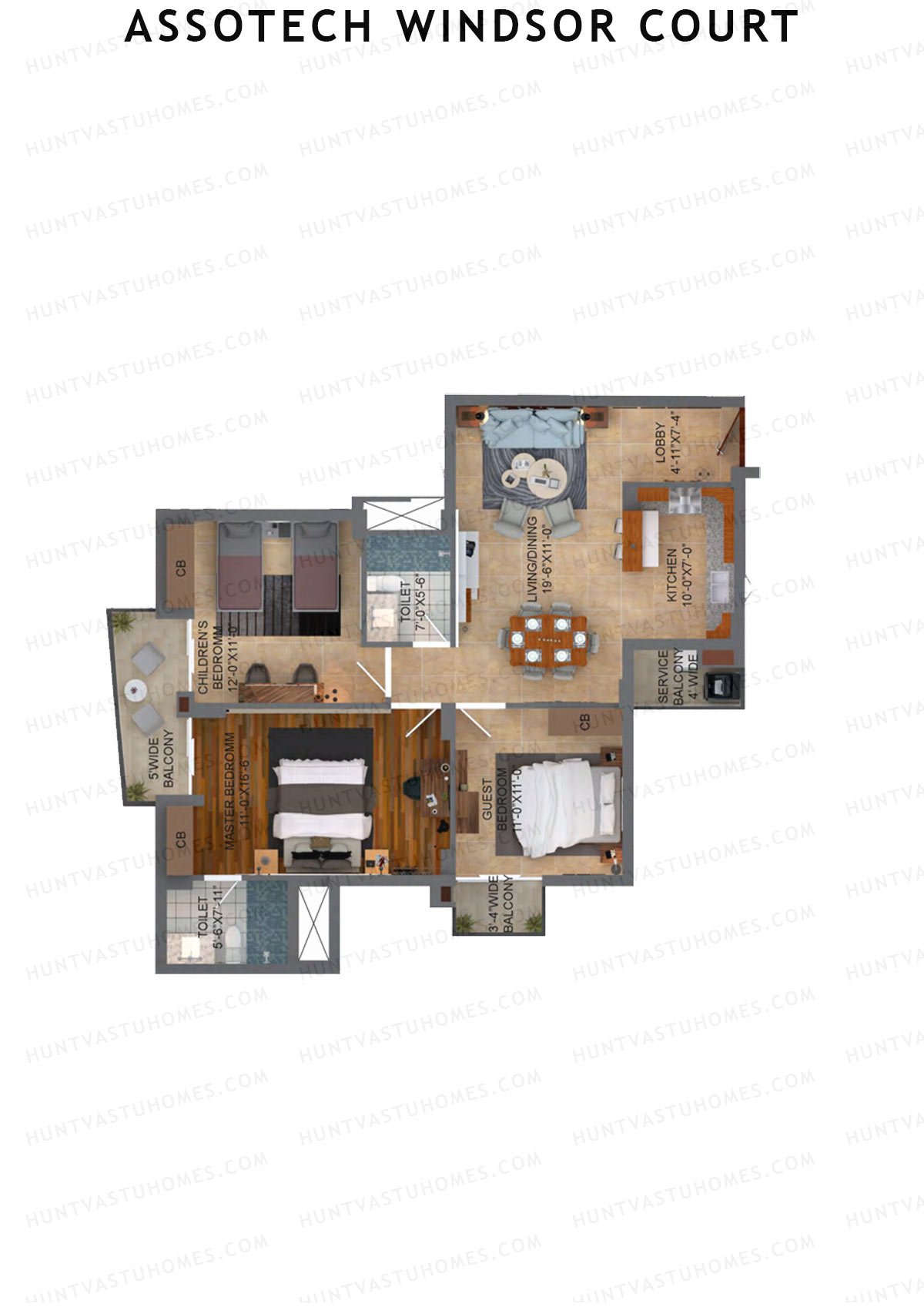 Assotech Windsor Court Tower E Unit 4 Floor Plan