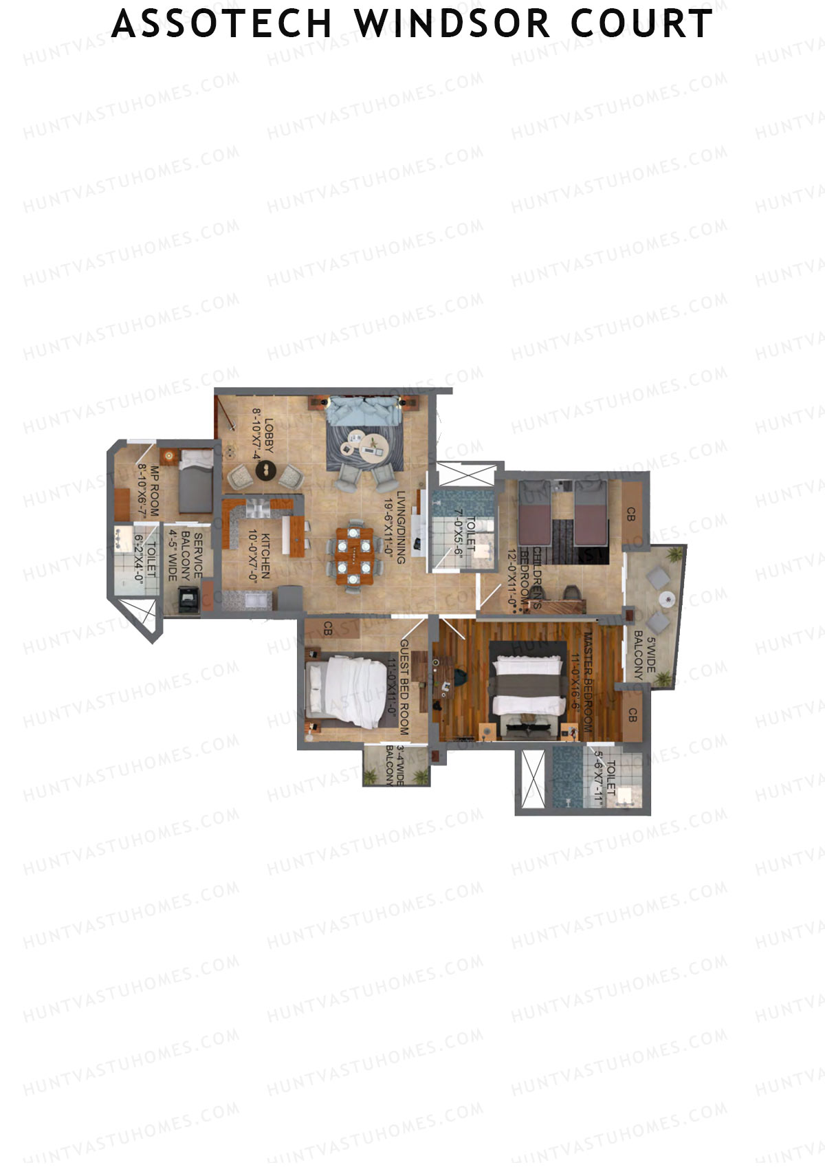 Assotech Windsor Court Tower E Unit 7 Floor Plan