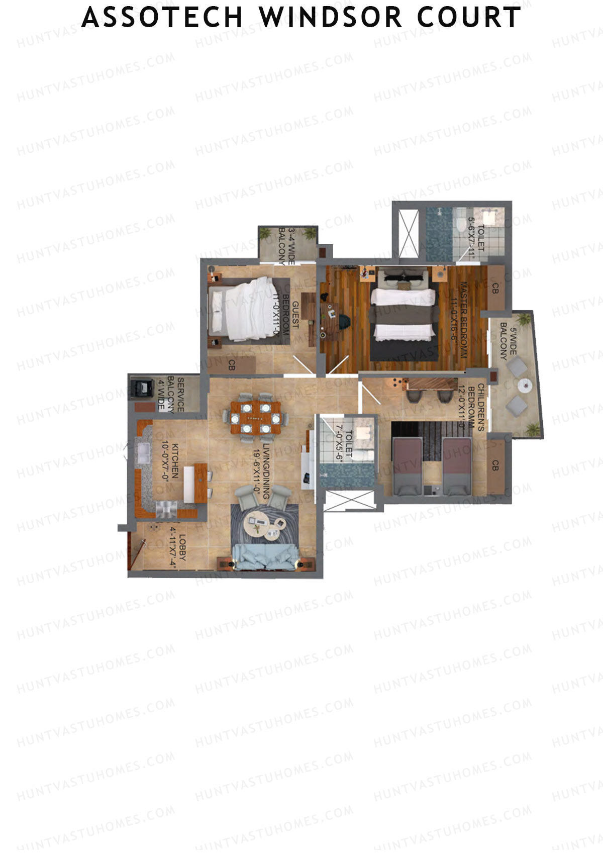 Assotech Windsor Court Tower E Unit 8 Floor Plan