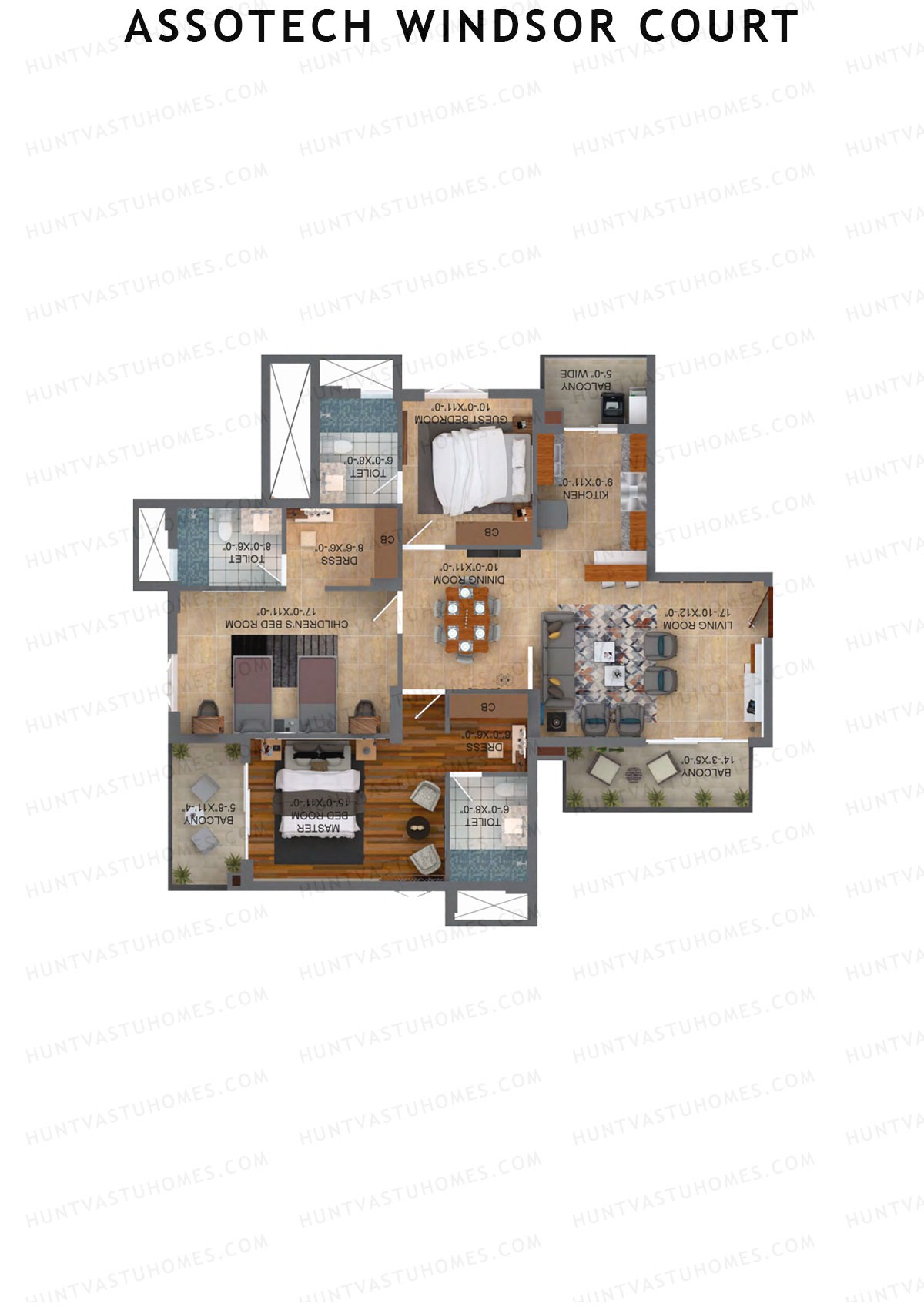 Assotech Windsor Court Tower F Unit 1 Floor Plan