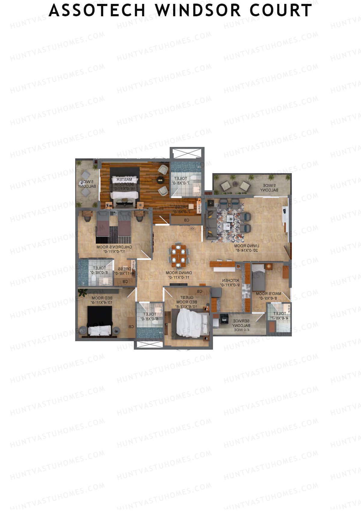 Assotech Windsor Court Tower F Unit 3 Floor Plan