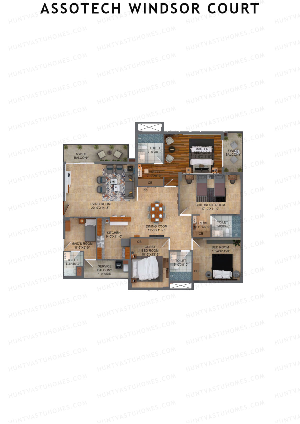 Assotech Windsor Court Tower F Unit 4 Floor Plan