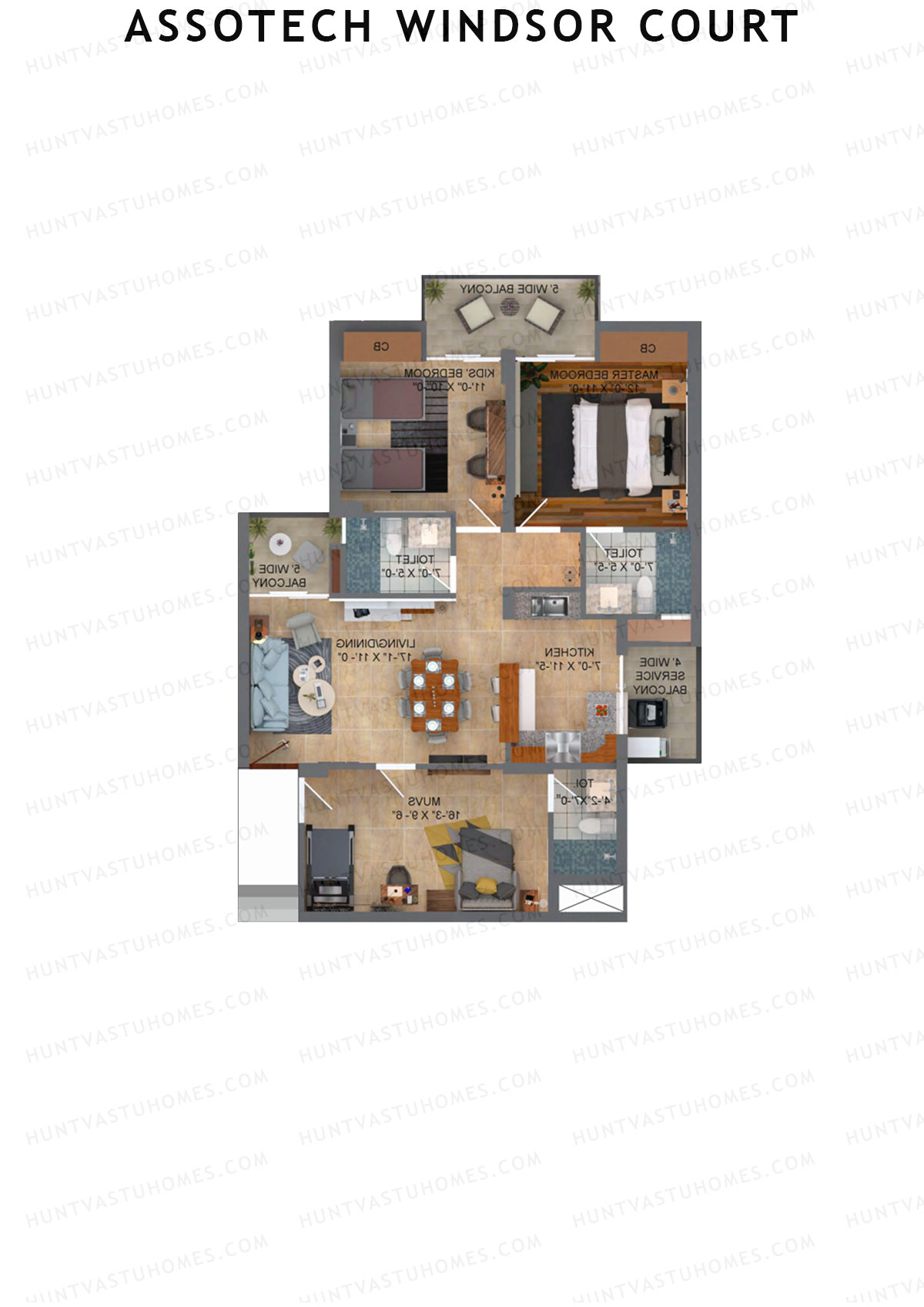 Assotech Windsor Court Tower G Unit A5 Floor Plan