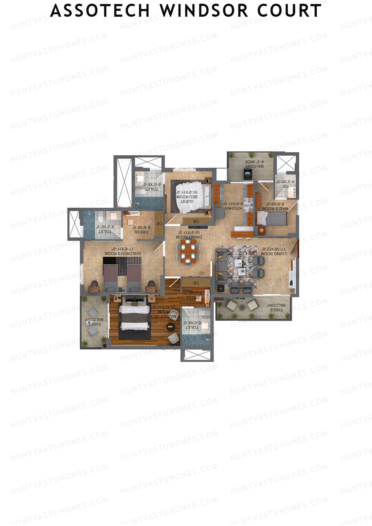 Assotech Windsor Court Tower H Unit 1 Floor Plan
