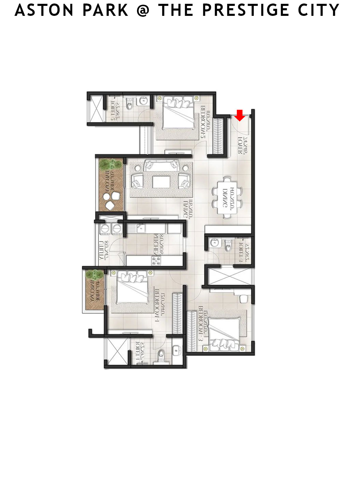 Aston Park At The Prestige City Tower 1 Unit 2 (Type E2) Floor Plan