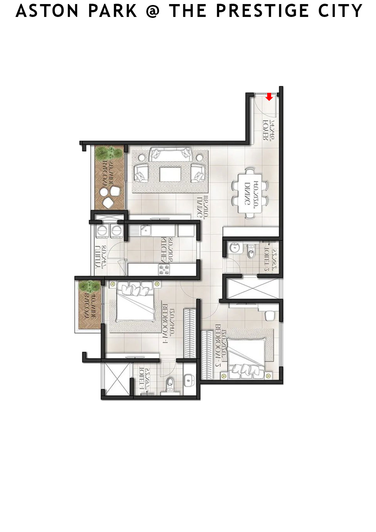 Aston Park At The Prestige City Tower 1 Unit 2 (Type E2B) Floor Plan