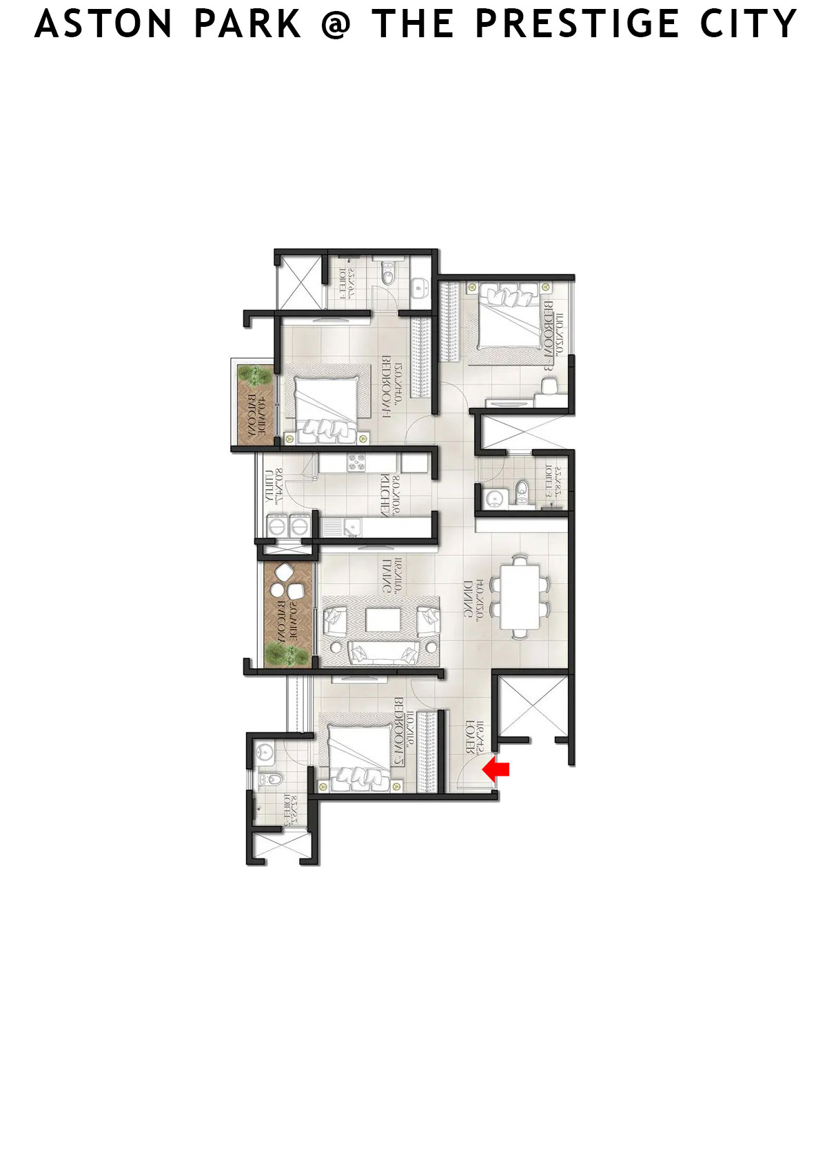 Aston Park At The Prestige City Tower 1 Unit 4 (Type E3) Floor Plan
