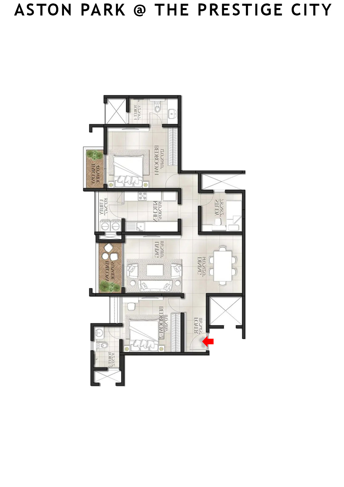 Aston Park At The Prestige City Tower 1 Unit 4 (Type E3A) Floor Plan
