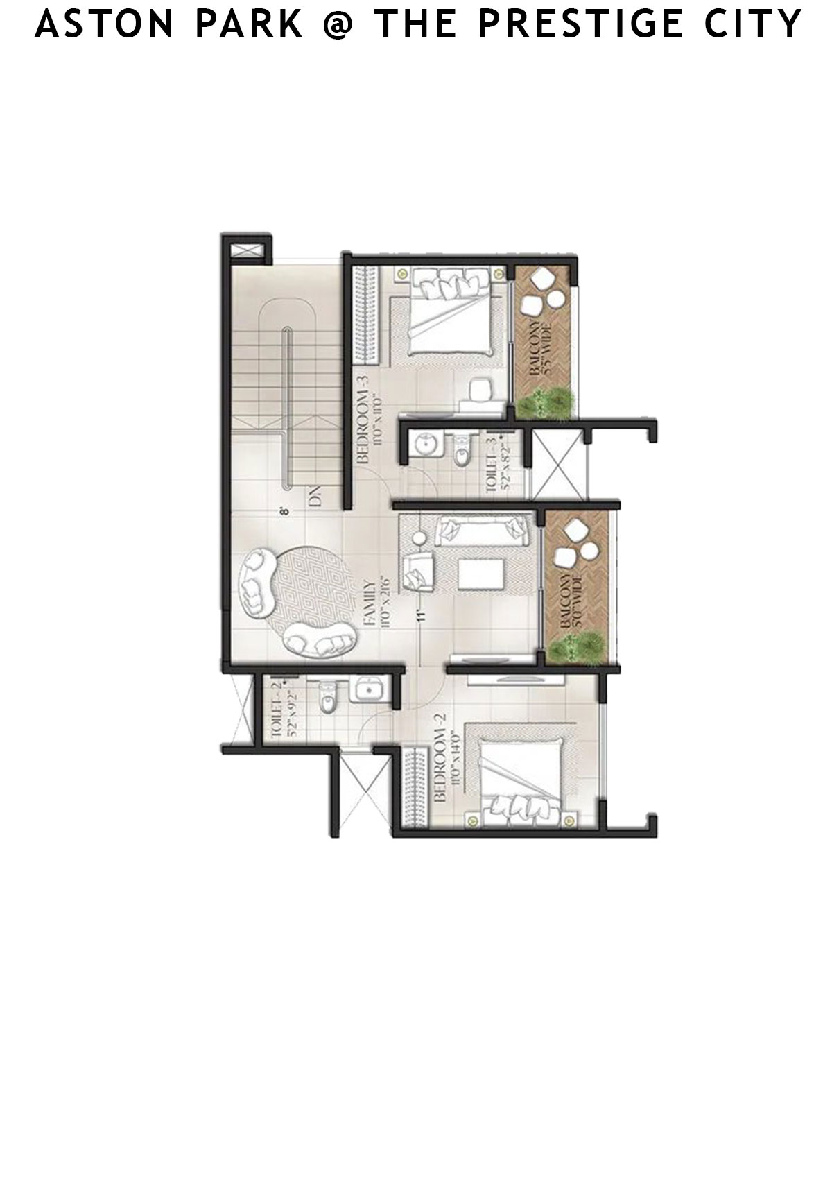 Aston Park At The Prestige City Tower 1 Unit 5 (Type C1A Duplex) Floor Plan