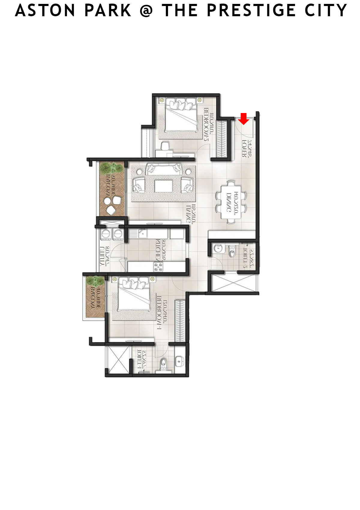 Aston Park At The Prestige City Tower 2 Unit 2 (Type E2D) Floor Plan