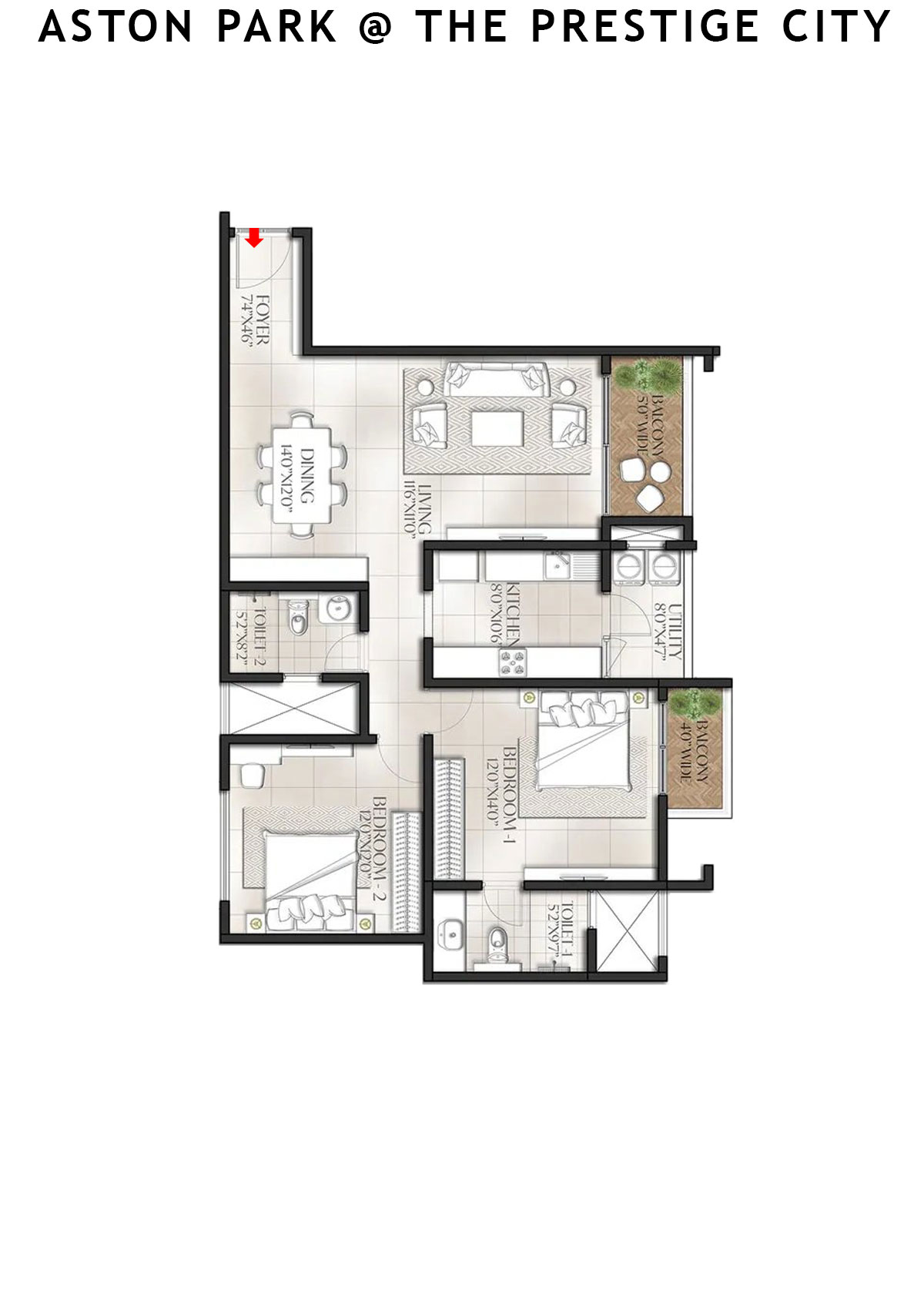 Aston Park At The Prestige City Tower 3 Unit 5 (Type E2B) Floor Plan