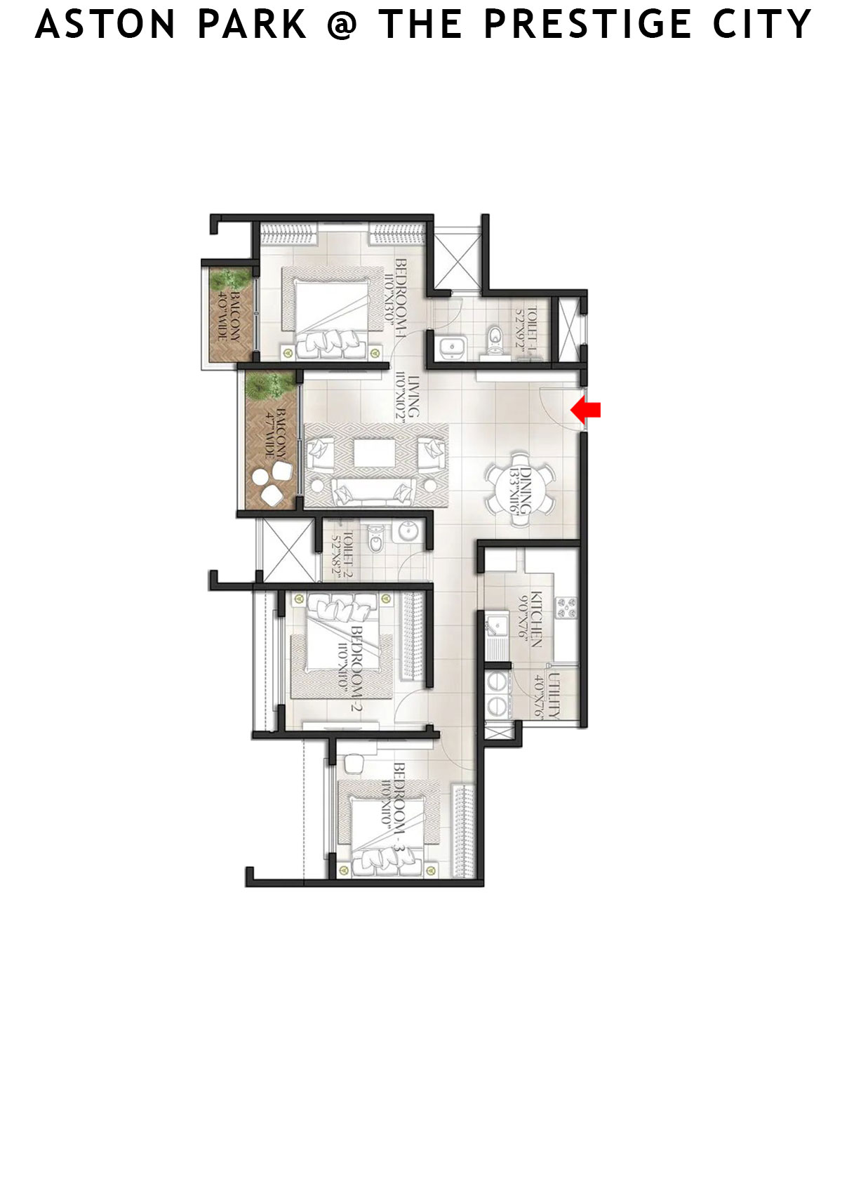 Aston Park At The Prestige City Tower 3 Unit 6 (Type D1) Floor Plan