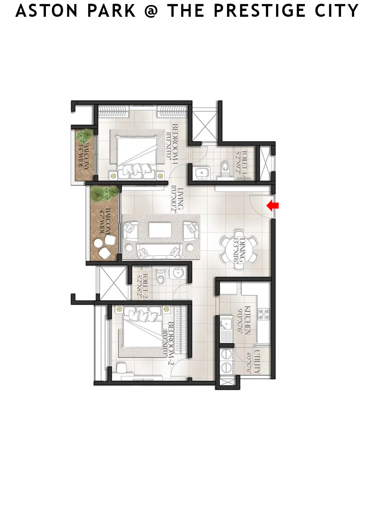 Aston Park At The Prestige City Tower 3 Unit 6 (Type D1A) Floor Plan