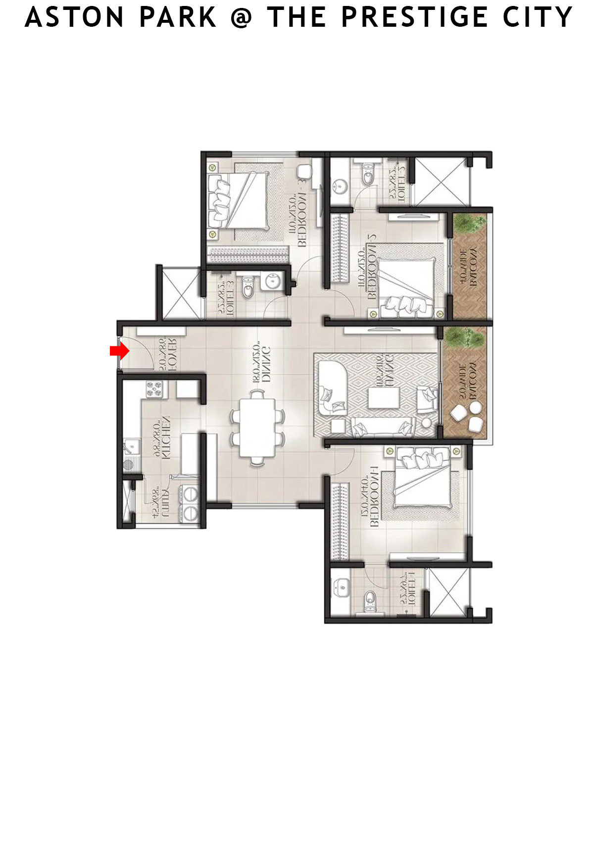 Aston Park At The Prestige City Tower 4 Unit 3 (Type E7) Floor Plan