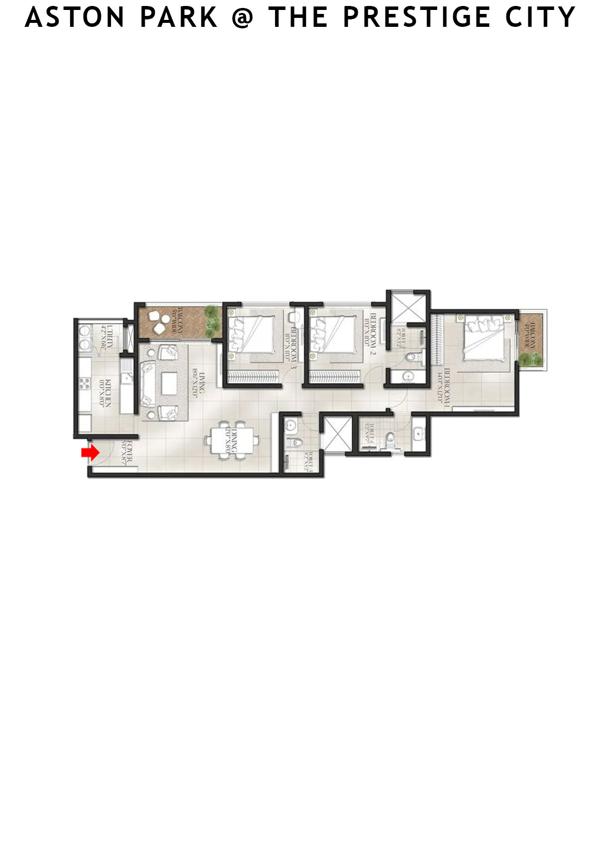 Aston Park At The Prestige City Tower 5 Unit 3 (Type E5) Floor Plan