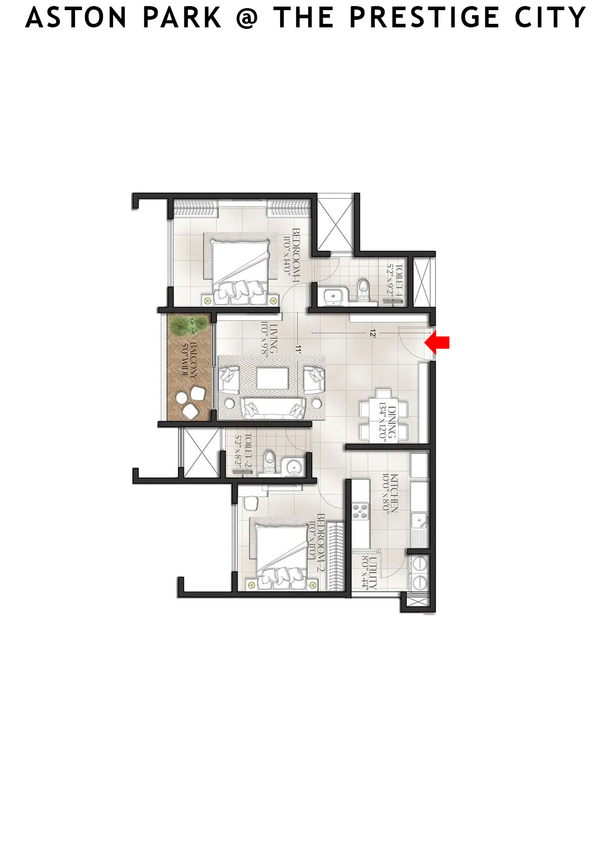 Aston Park At The Prestige City Tower 5 Unit 6 (Type C1) Floor Plan