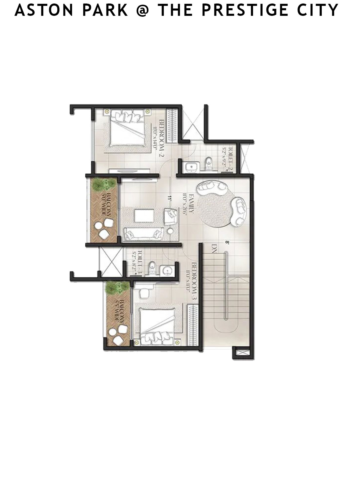 Aston Park At The Prestige City Tower 5 Unit 6 (Type C1A Duplex) Floor Plan