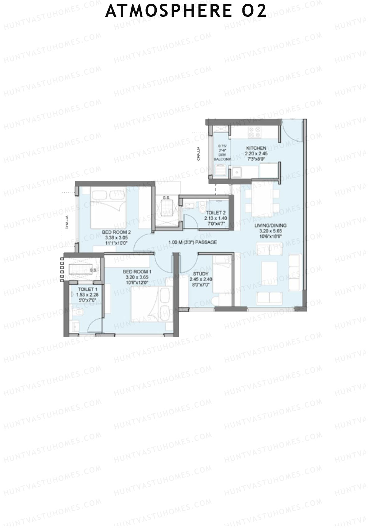 Atmosphere O2 Azure Unit 2 Floor Plan