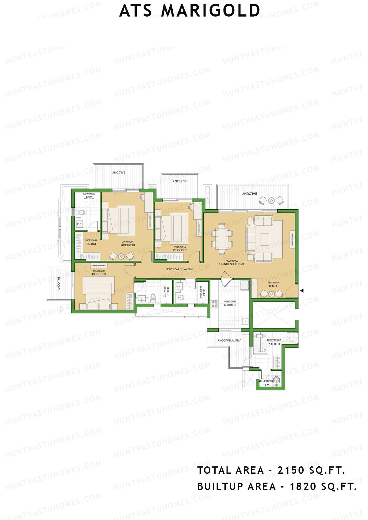 Ats Marigold Tower 1 Unit 2 (Type B) Floor Plan