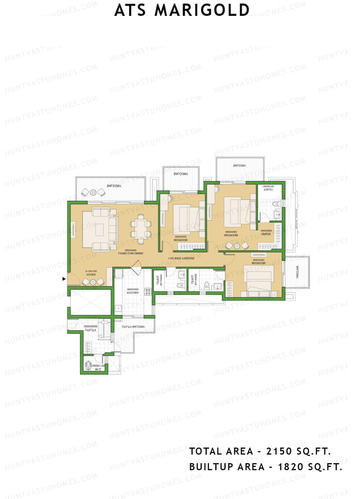 Ats Marigold Tower 1 Unit 3 (Type B) Floor Plan