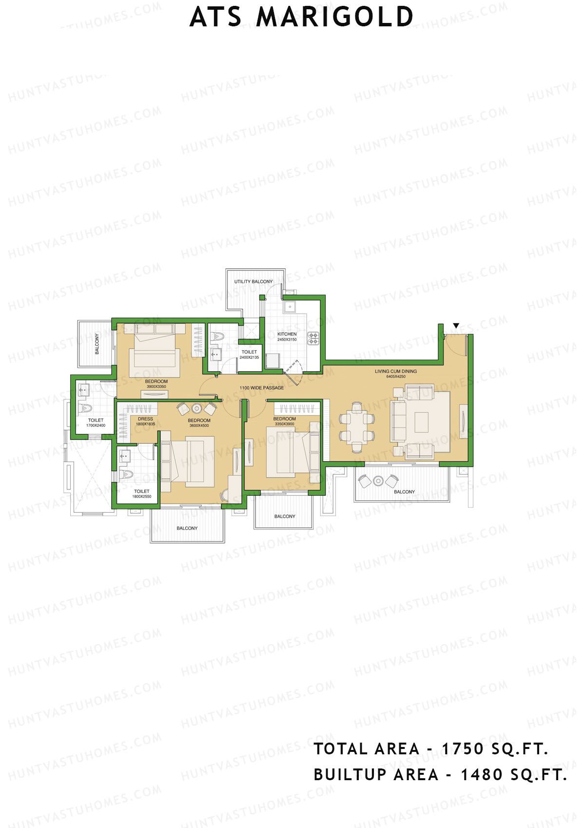 Ats Marigold Tower 1 Unit 1 (Type C) Floor Plan