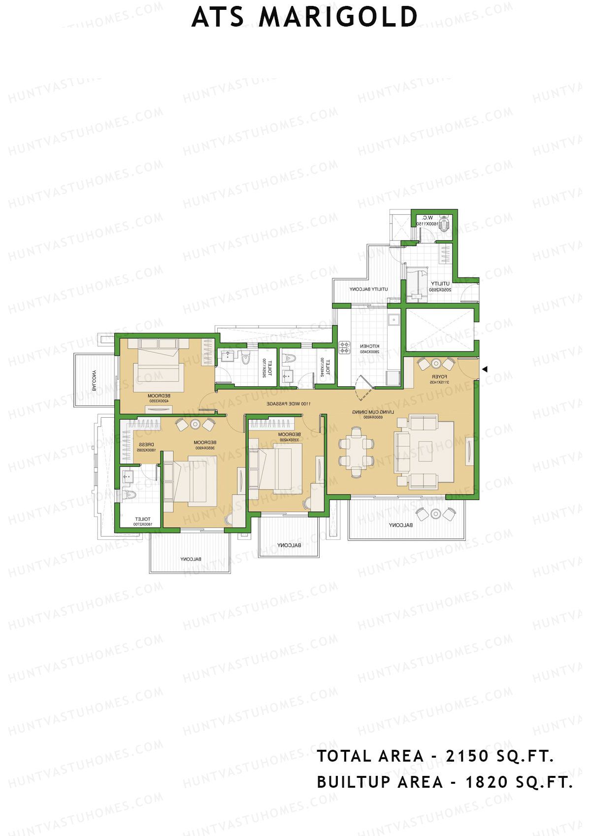 Ats Marigold Tower 2 Unit 3 (Type B) Floor Plan