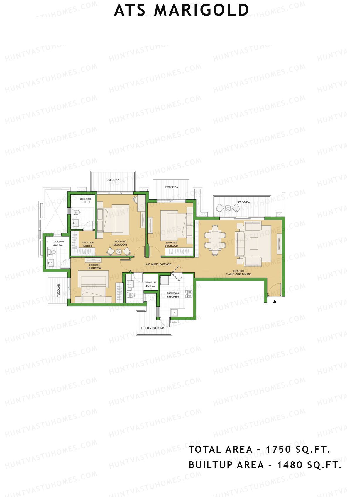 Ats Marigold Tower 2 Unit 4 (Type C) Floor Plan
